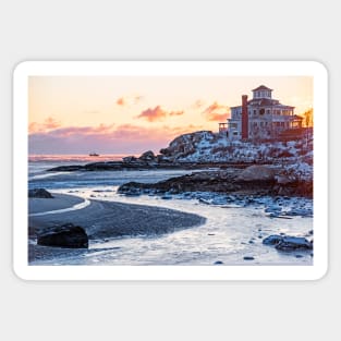 Frosty Morning on Good Harbor Beach Gloucester MA Mansion Sticker